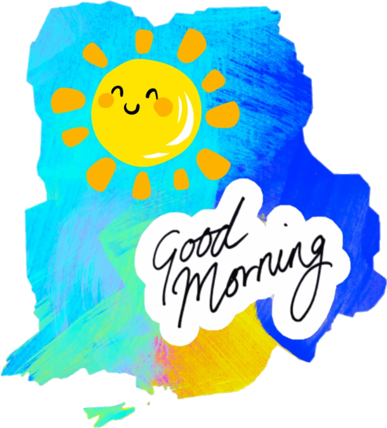 Cheerful Sun Good Morning Greeting PNG Image