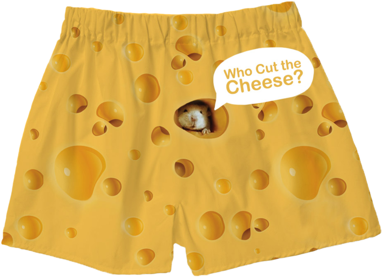 Cheese Print Boxerswith Funny Message PNG Image