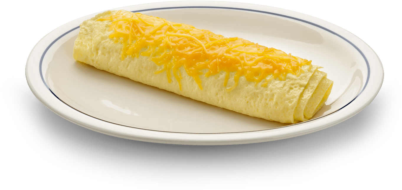 Cheese Topped Omeletteon Plate PNG Image