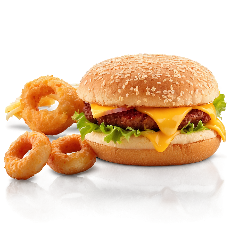 Cheeseburger And Onion Rings Png Vll58 PNG Image