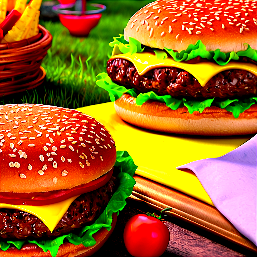 Cheeseburger Picnic Classic Png Urg35 PNG Image