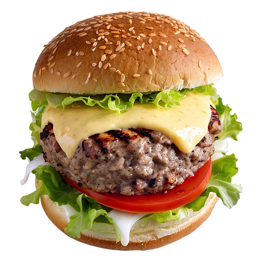 Cheeseburger With Aioli Spread Png Xil PNG Image