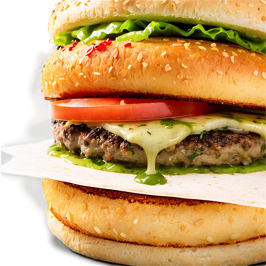 Cheeseburger With Chimichurri Sauce Png Lwy18 PNG Image