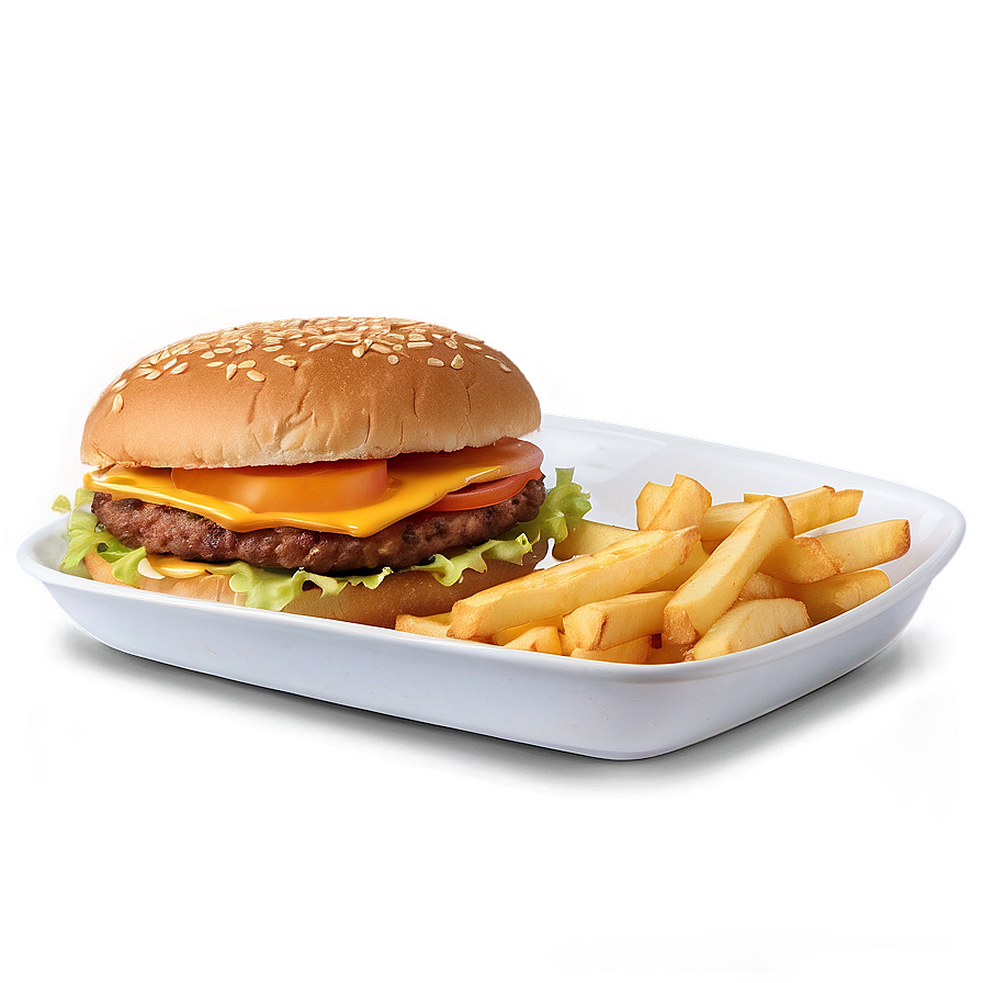 Cheeseburger With Fries Png Nst PNG Image