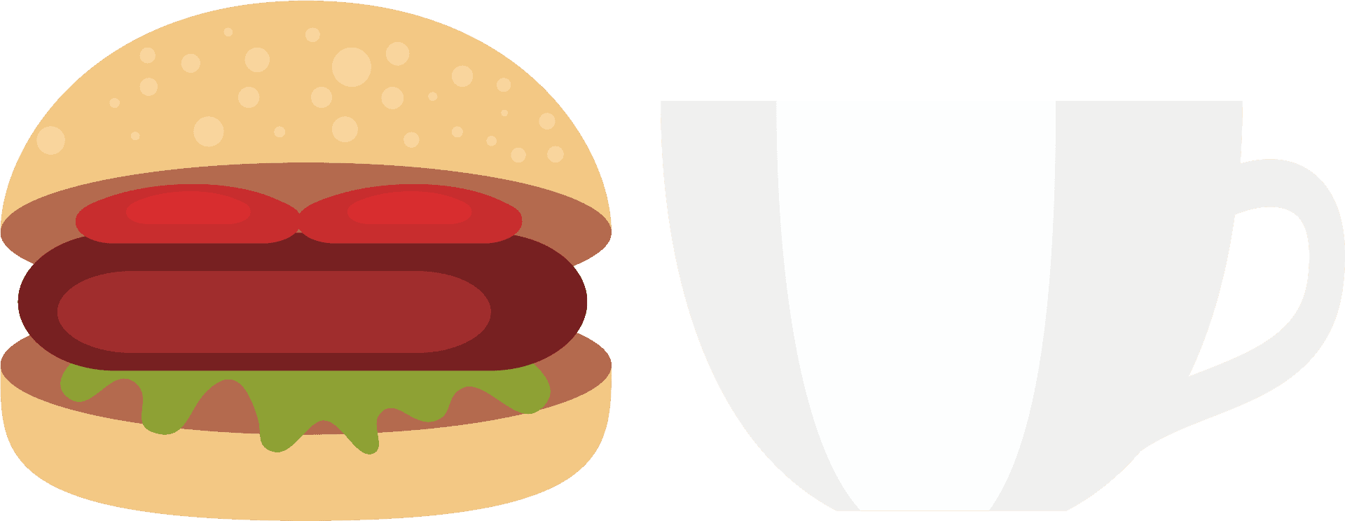 Cheeseburgerand Coffee Icon PNG Image