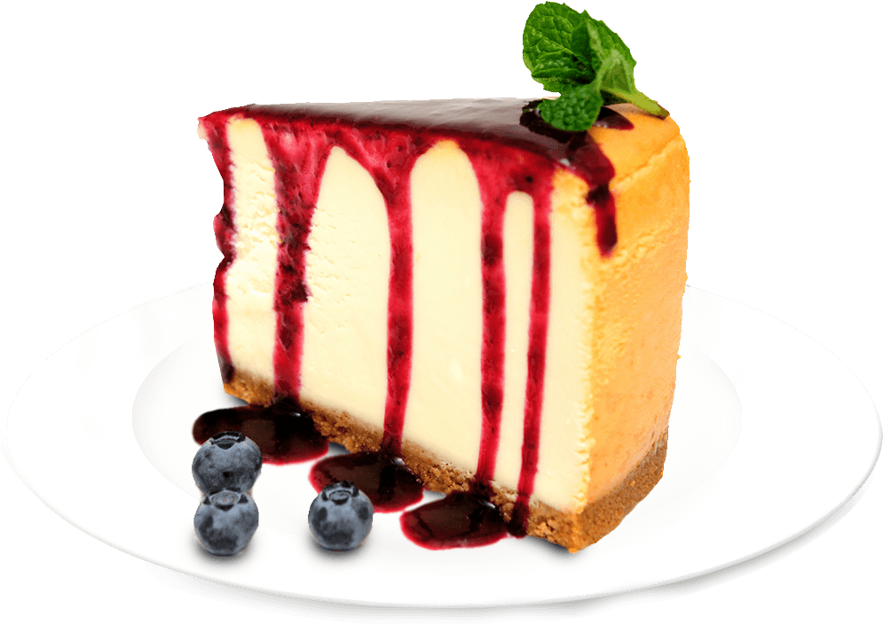 Cheesecakewith Berry Drizzleand Blueberries.jpg PNG Image