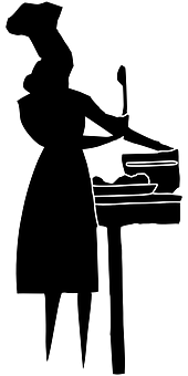 Chef At Stove Silhouette PNG Image