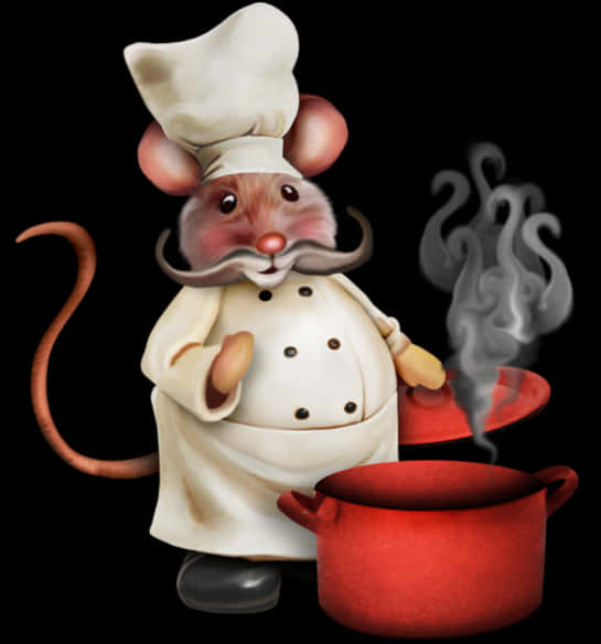 Chef Mouse Cooking Illustration PNG Image