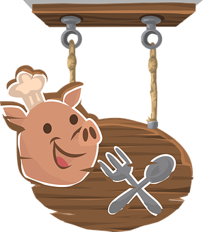 Chef Pig Signboard PNG Image