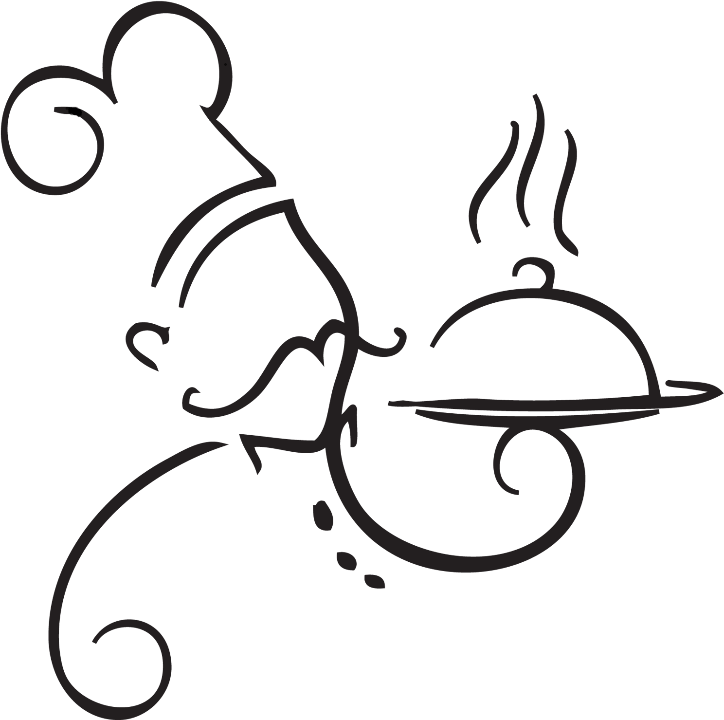 Chef Serving Dish Line Art PNG Image