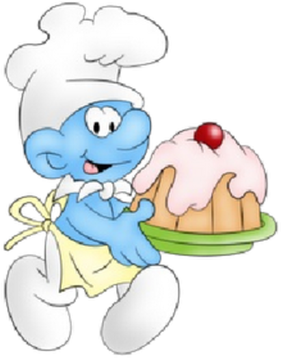 Chef Smurfwith Cake Illustration PNG Image