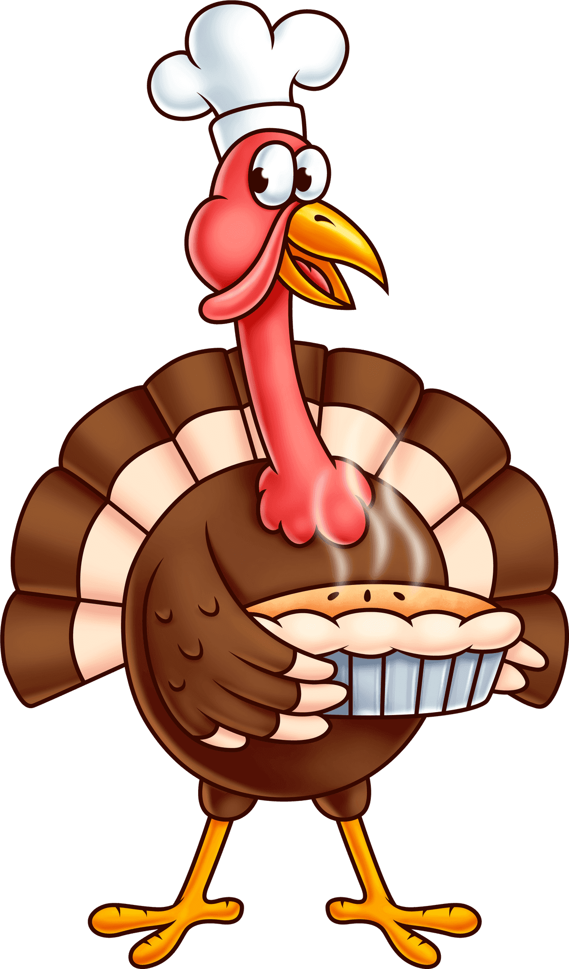 Chef Turkey Holding Pie Clipart PNG Image