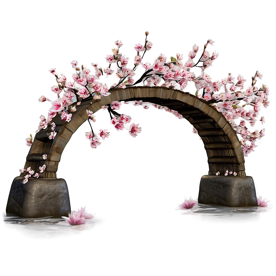 Cherry Blossom And Bridge Scene Png Gwd99 PNG Image