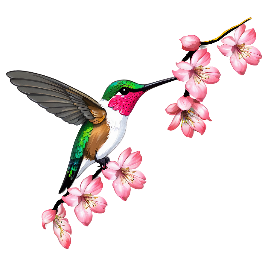 Cherry Blossom And Hummingbird Png Uxp69 PNG Image