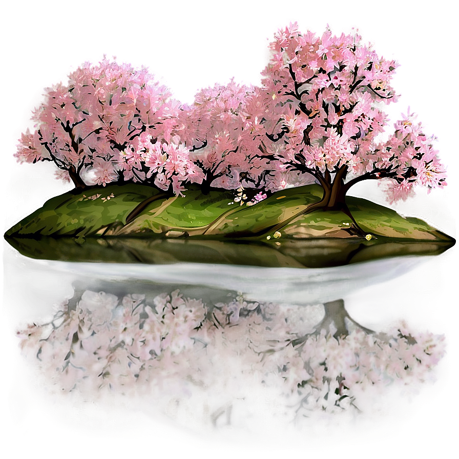 Cherry Blossom By River Photo Png Pjs PNG Image