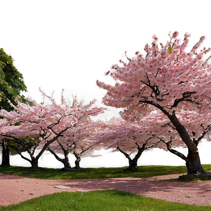 Cherry Blossom Garden Panorama Png Xdv30 PNG Image