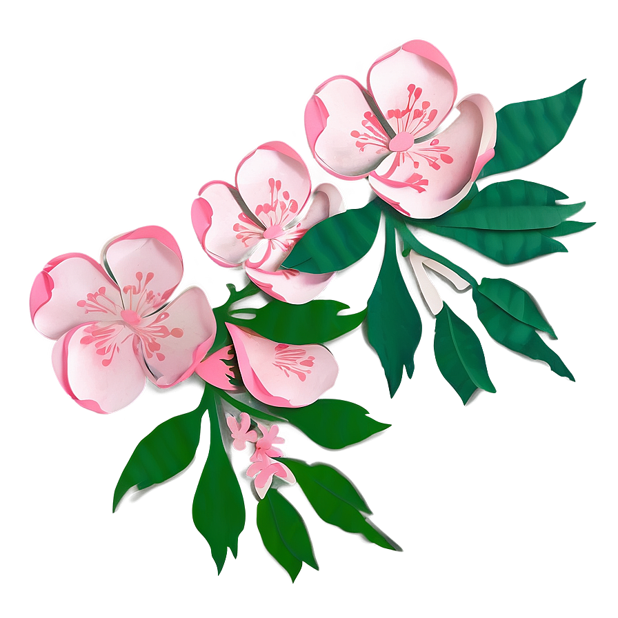 Cherry Blossom Paper Cut Style Png Hnk19 PNG Image