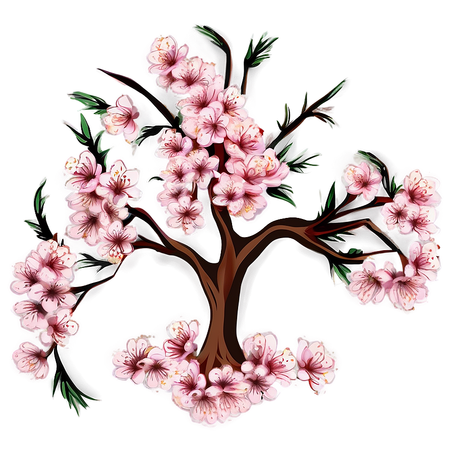 Cherry Blossom Tree Illustration Png Evn PNG Image