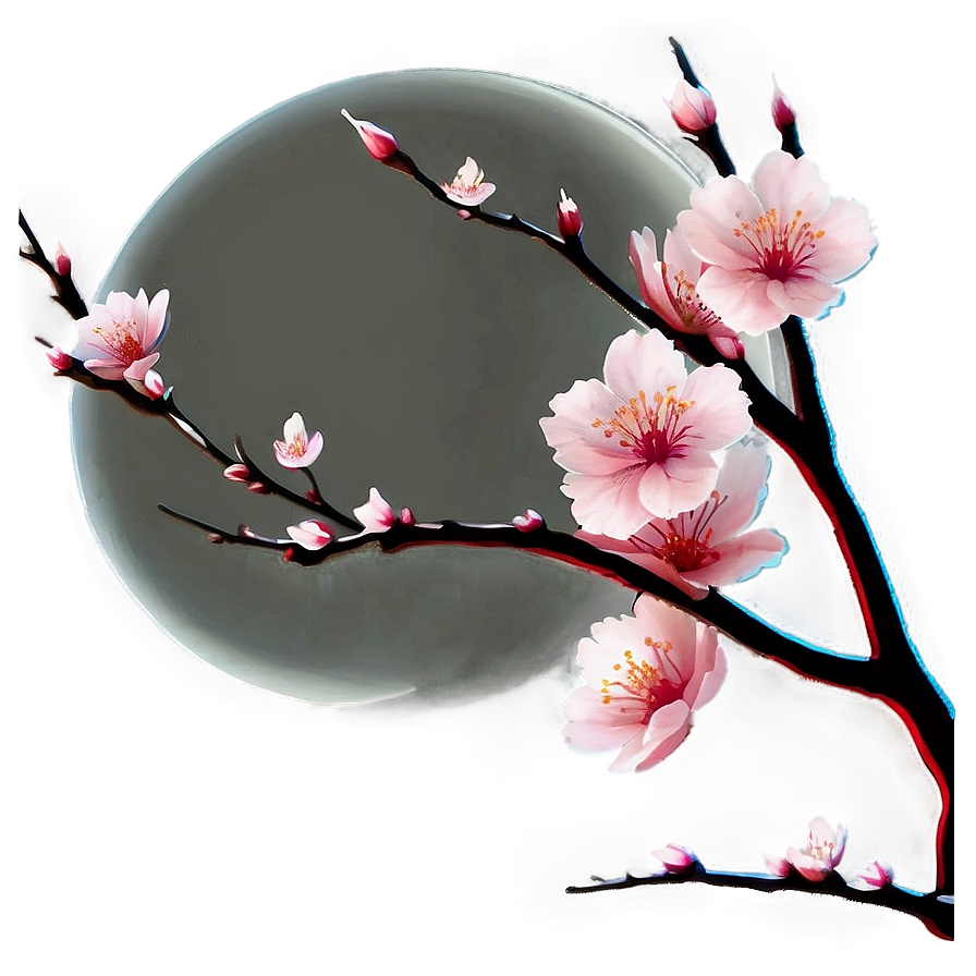 Cherry Blossom Under Moonlight Png 40 PNG Image