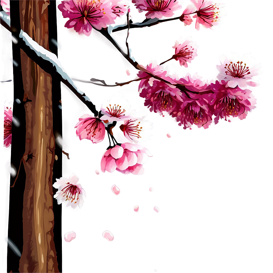 Cherry Blossom With Snow Caps Png Tfg28 PNG Image