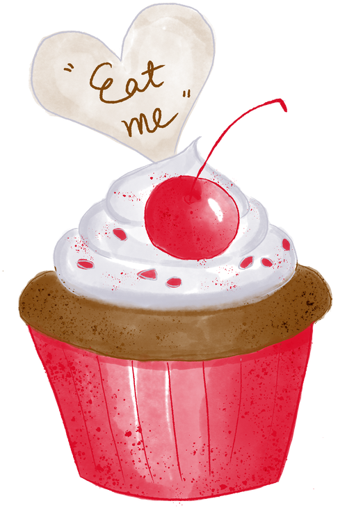 Cherry Cupcake Eat Me Heart PNG Image