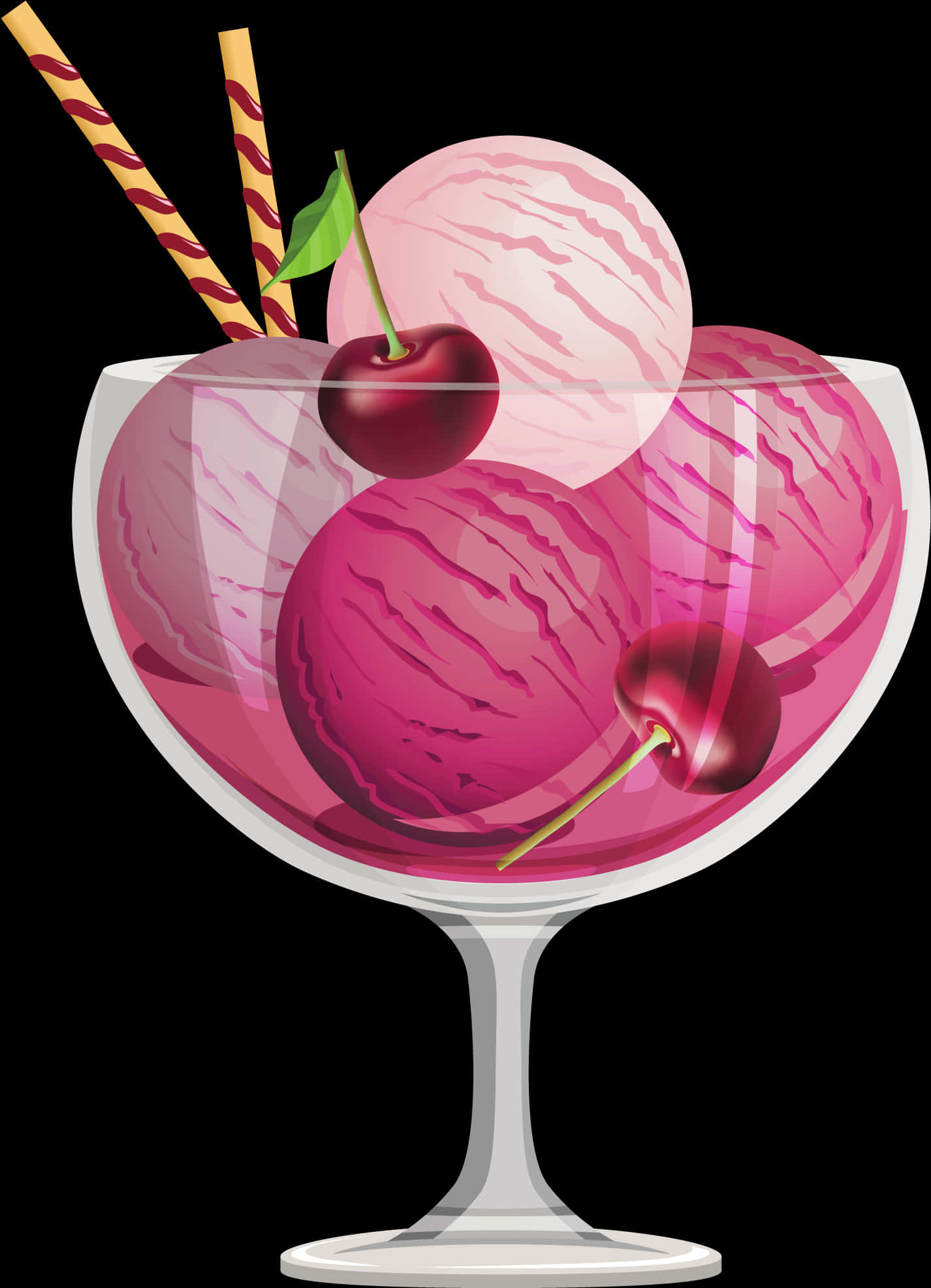 Cherry Ice Cream Sundae Clipart PNG Image