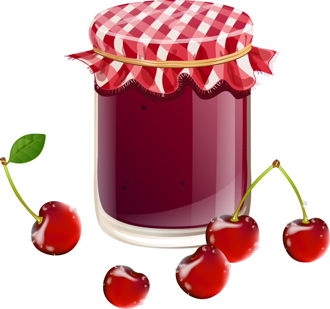 Cherry Jam Jar Illustration PNG Image