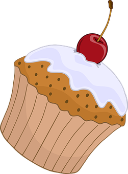 Cherry Topped Cupcake Vector PNG Image