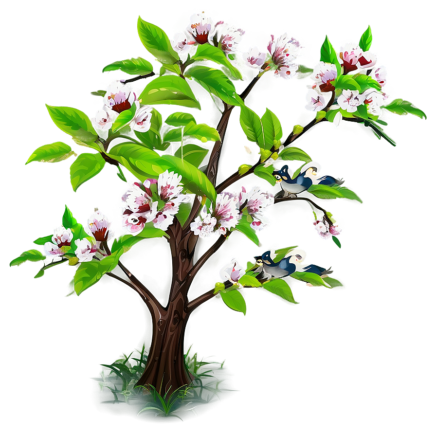 Cherry Tree And Birds Png Ufd22 PNG Image