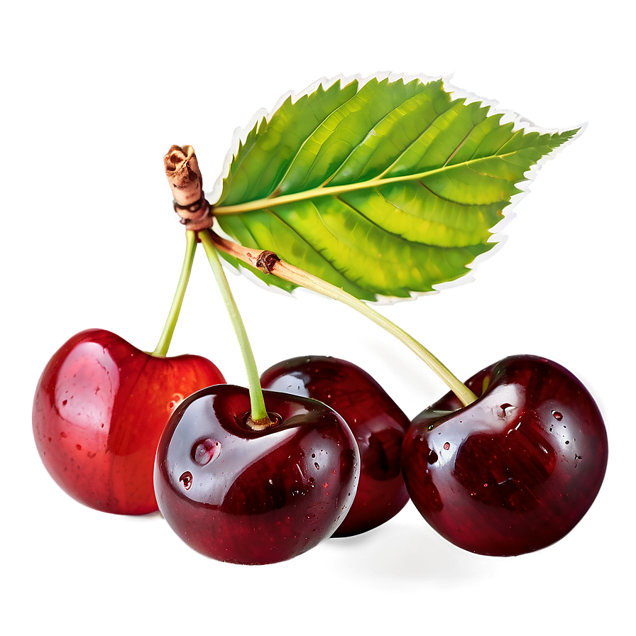 Cherry With Leaf Png Fje82 PNG Image