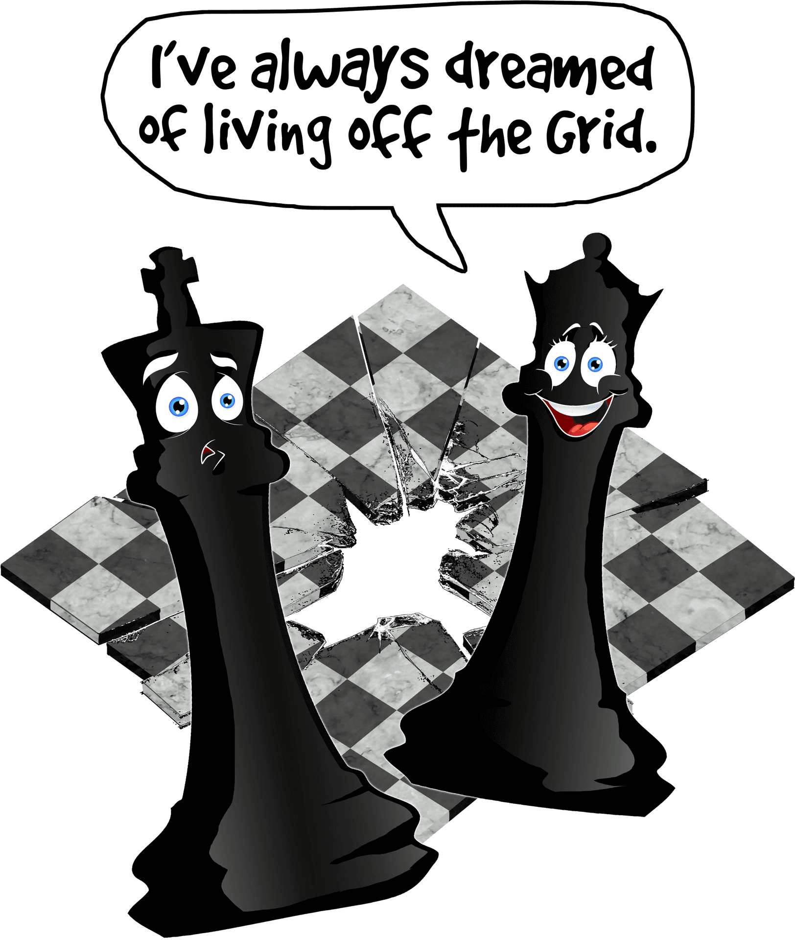 Chess Pieces Dream Off The Grid Meme PNG Image