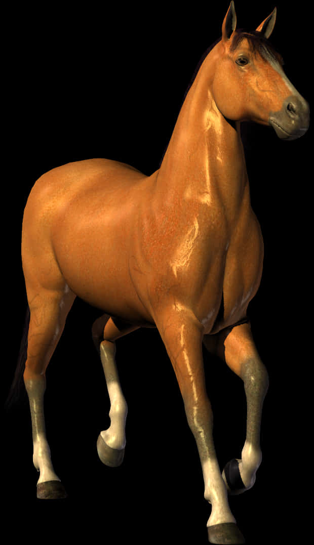 Chestnut Horse Black Background PNG Image