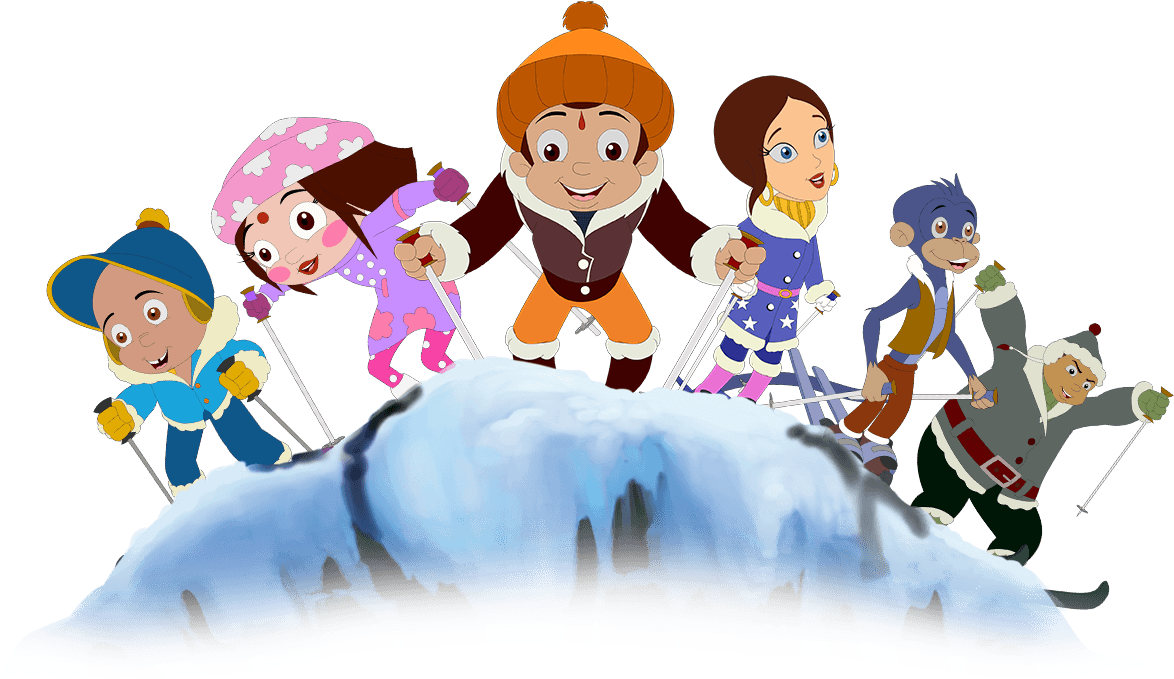 Chhota Bheemand Friends Skiing Adventure PNG Image