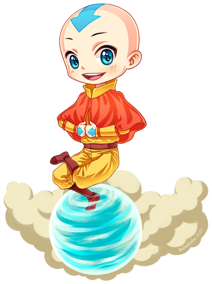 Chibi Aang Airbending Illustration.png PNG Image