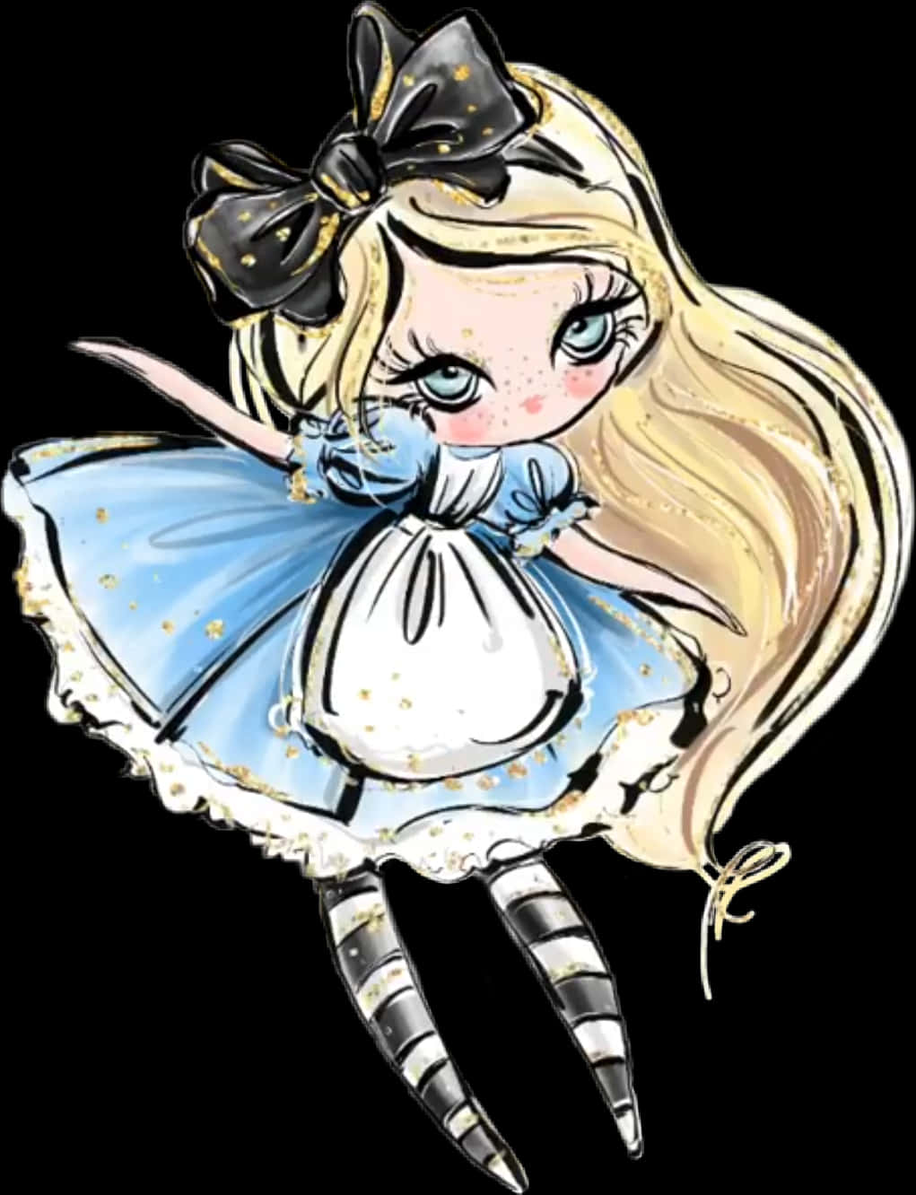 Chibi Alicein Wonderland Art PNG Image