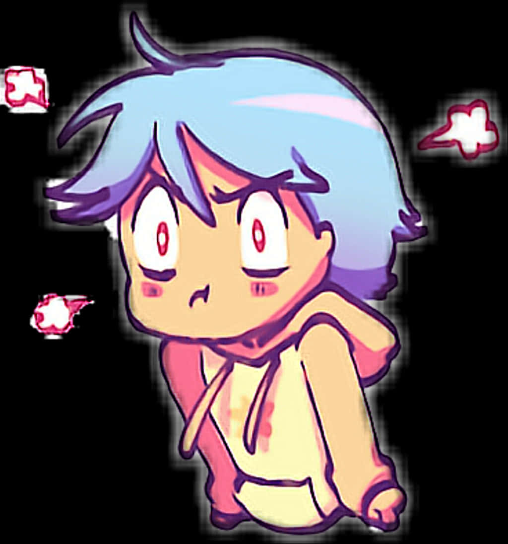 Chibi_ Anime_ Boy_with_ Blue_ Hair PNG Image