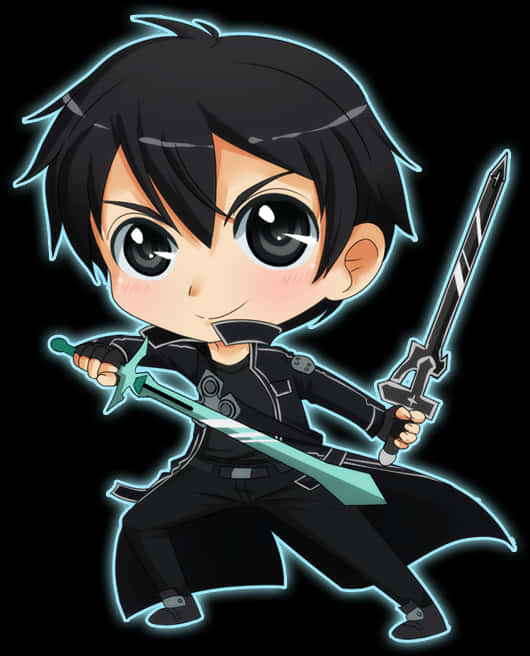 Chibi Anime Character With Sword PNG Image