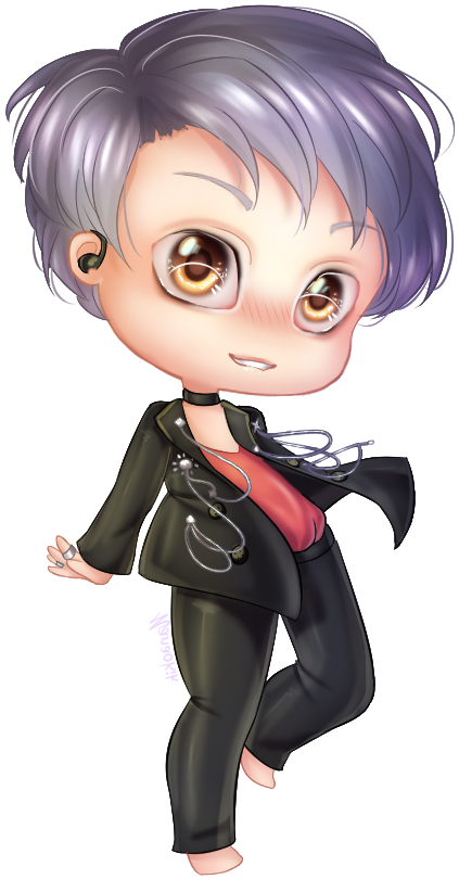 Chibi B T S Member Stylish Outfit PNG Image