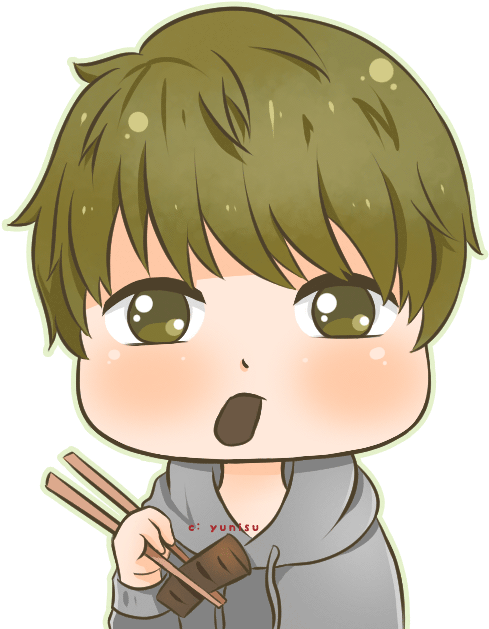 Chibi Character Eating Noodles PNG Image