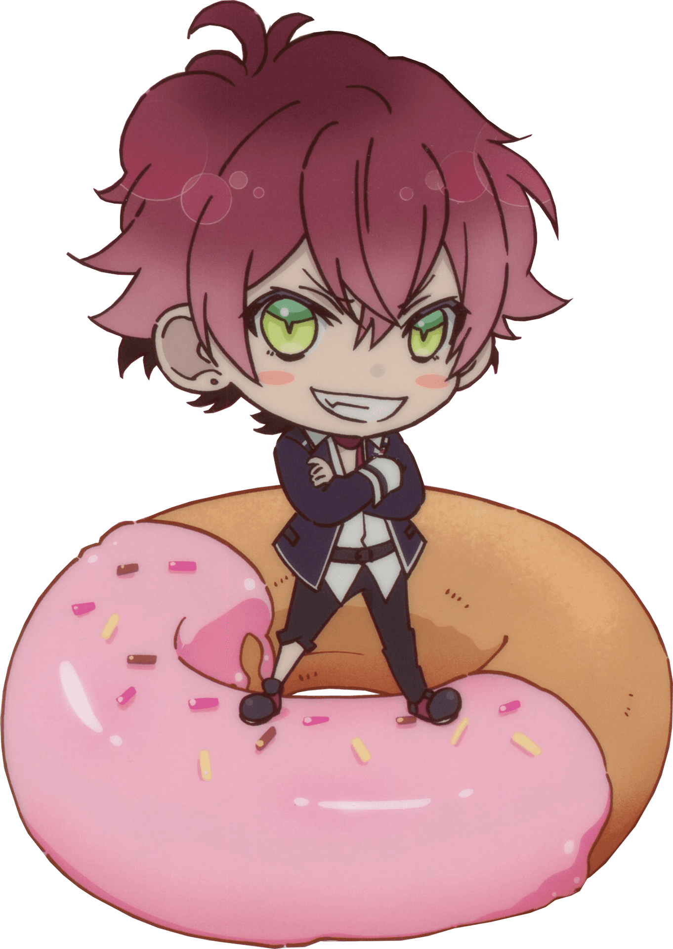 Chibi Character On Donut Illustration PNG Image