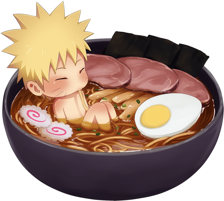 Chibi Character Relaxingin Ramen Bowl.png PNG Image