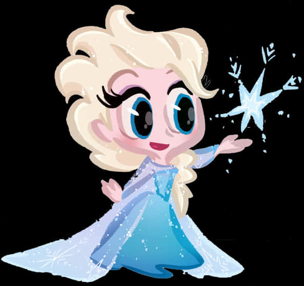 Chibi Elsa Casting Ice Magic PNG Image