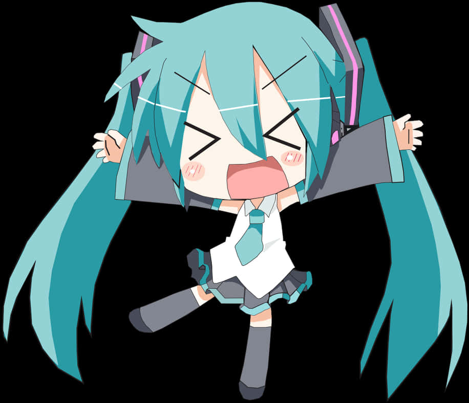 Chibi_ Hatsune_ Miku_ Celebration PNG Image