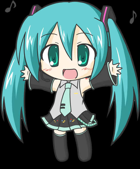 Chibi_ Hatsune_ Miku_ Celebration PNG Image