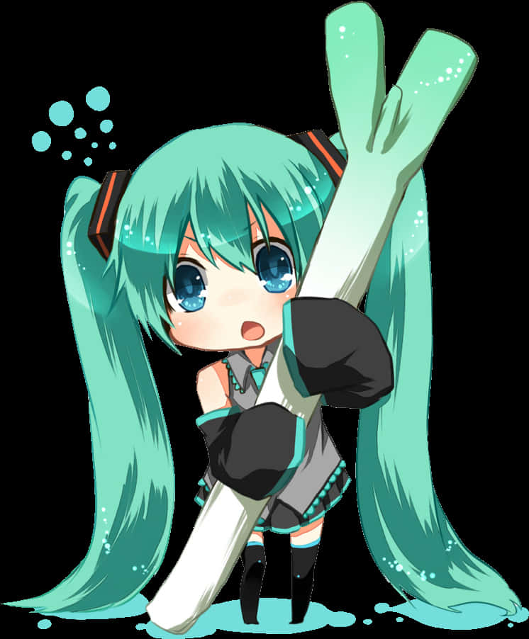 Chibi_ Hatsune_ Miku_ Cute_ Pose PNG Image