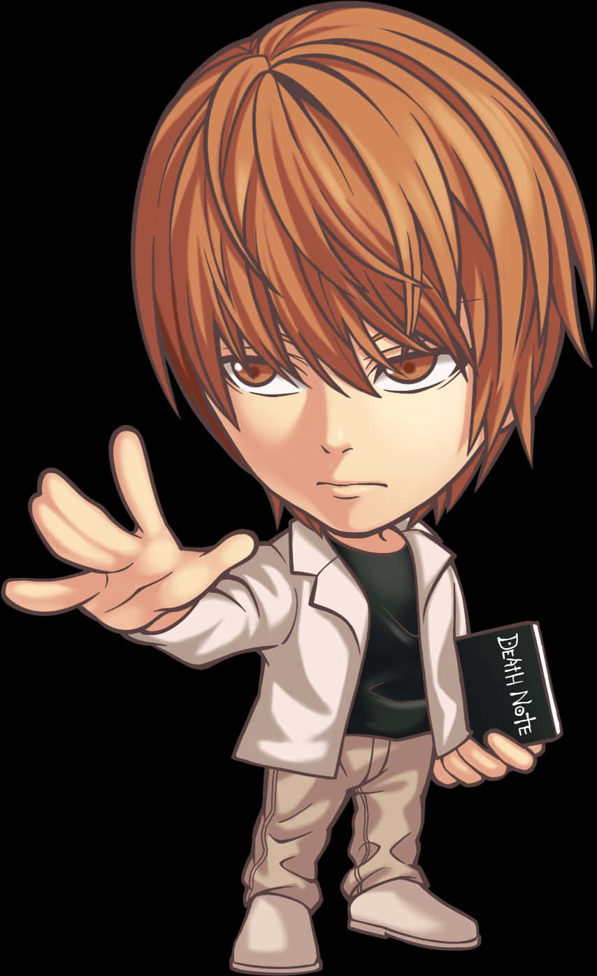 Chibi Light Yagamiwith Death Note PNG Image