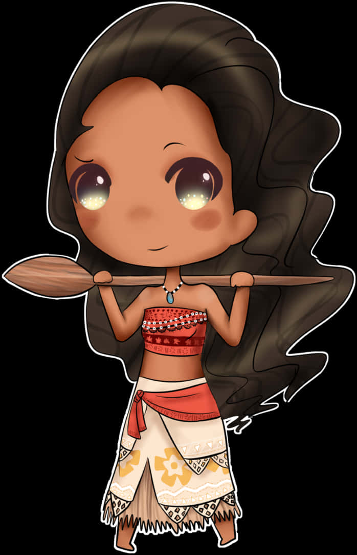 Chibi Moanawith Oar PNG Image