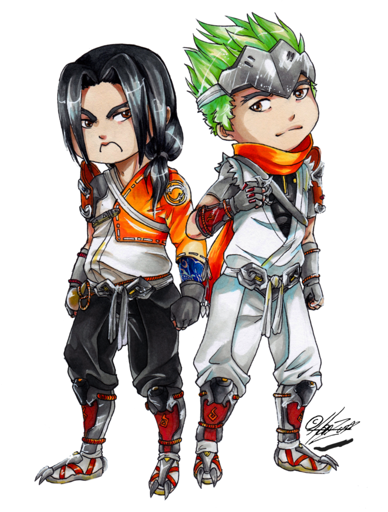 Chibi Ninja Duo Artwork PNG Image