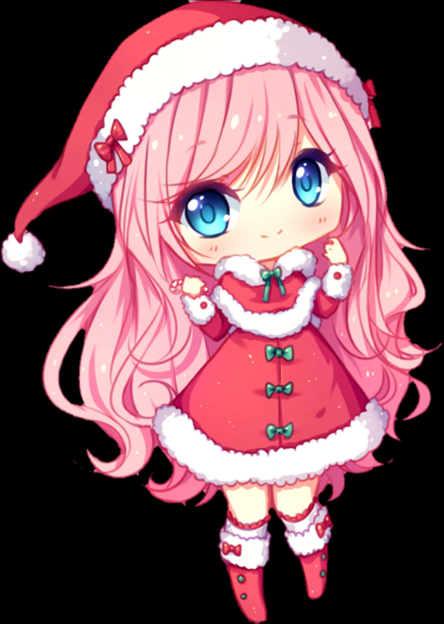 Chibi Santa Girl Anime Character PNG Image