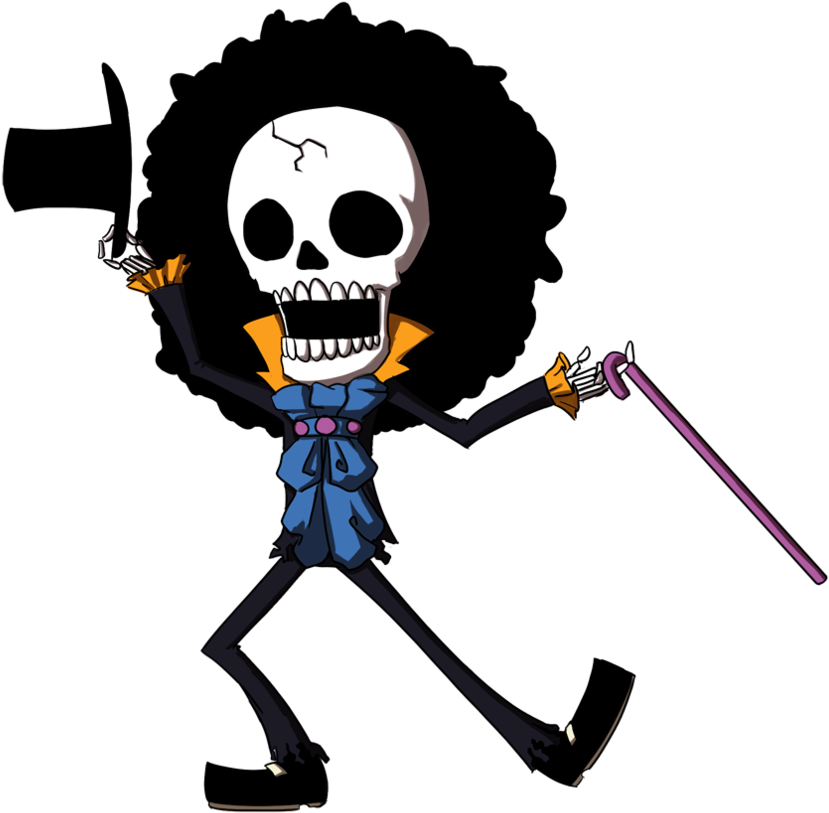 Chibi Skeleton Character With Axeand Cane PNG Image